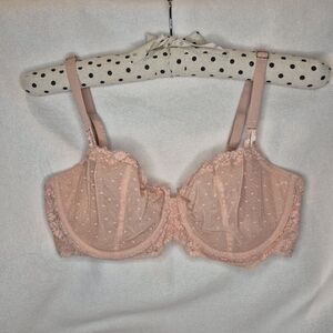 Victoria's Secret Dream Angels Unlined Push Up Bra 34D Peach Pink Lace